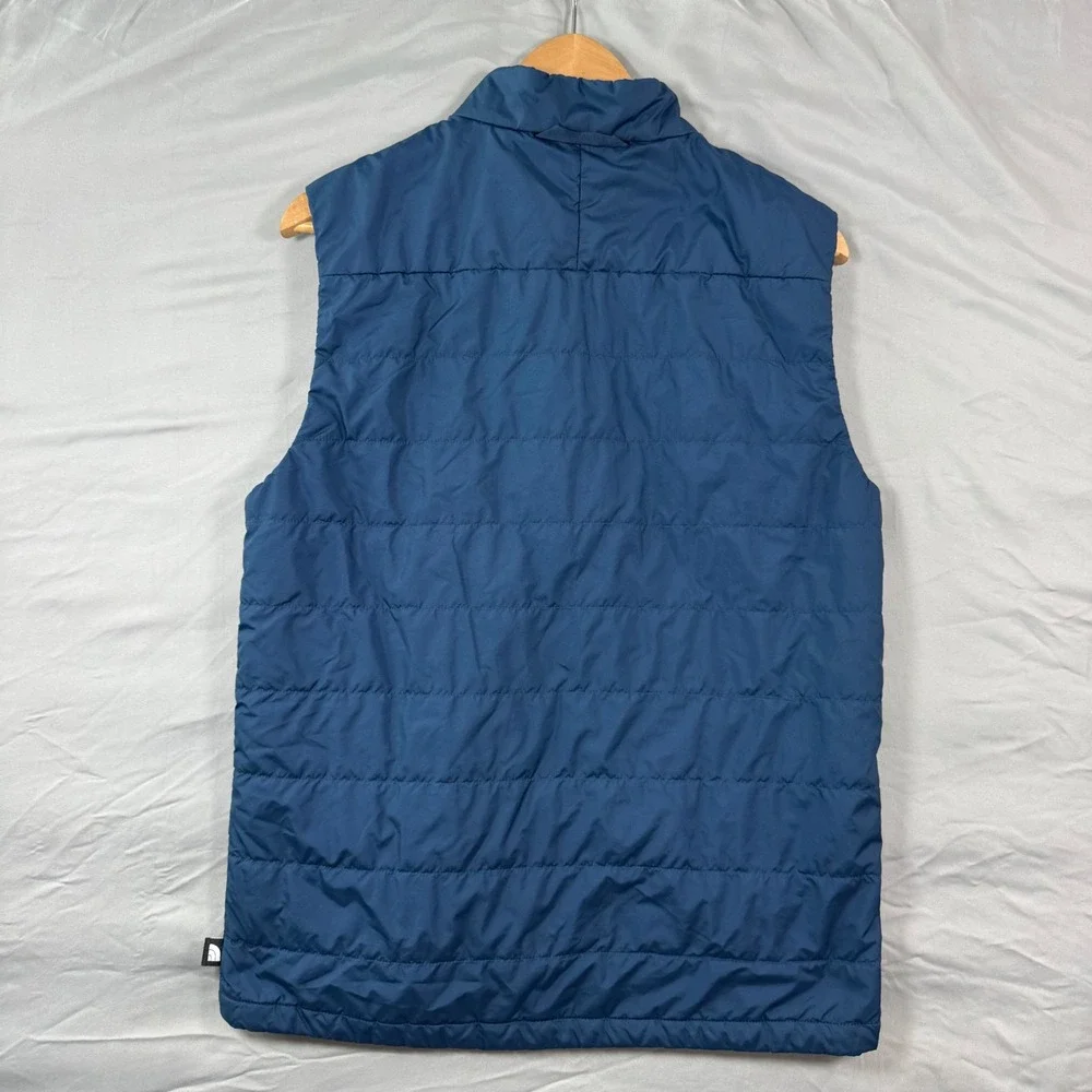 The North Face Mens Tamburello Puffer Vest Blue Full Zip Quilted Sz S Insulated